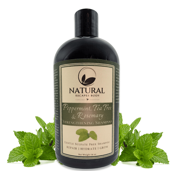 Peppermint, Tea Tree & Rosemary Strenghtening Shampoo | Natural Shampoo for Hair Growth, Hair Loss, Hair Repair